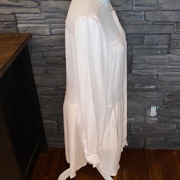 A.L.C Blush Long Sleeve Shirt Dress Silk Medium - Picture 2 of 6